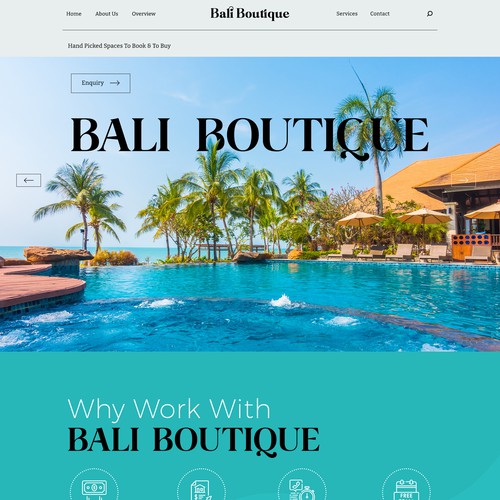 Bali design with the title 'Bali Boutique Landing Page'