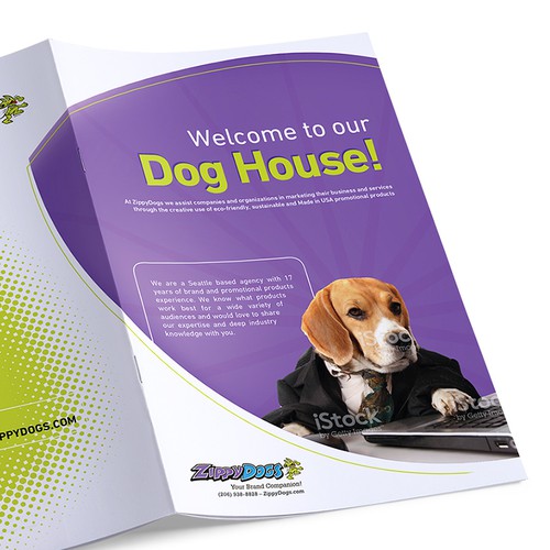 Online shop design with the title 'ZippyDogs booklet'
