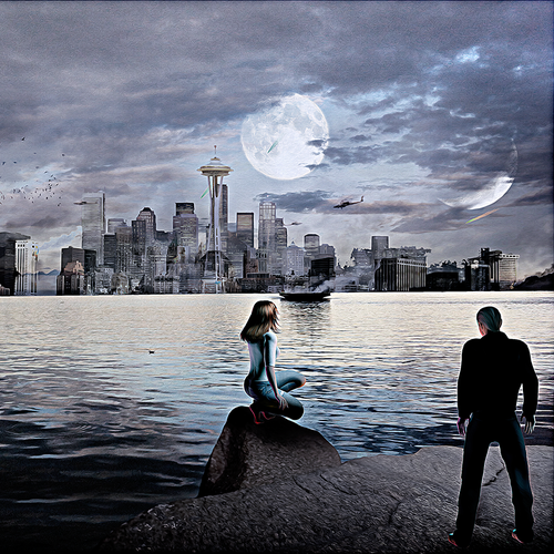 Dystopian book cover with the title 'Dystopian Book Cover Illustration'