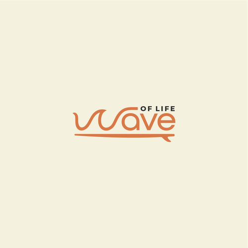 Vintage surf logo with the title 'Wave of Life'