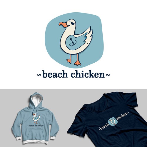 Aquatic logo with the title 'Beach Chicken'