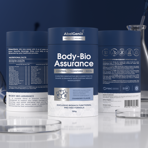 Wellness packaging with the title 'AbelGenix – Body-Bio Assurance Packaging'