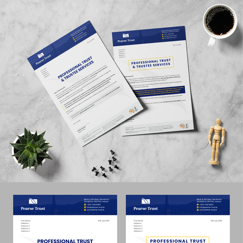 Trust design with the title 'Pearse Trust Irish Discretionary Trust Direct Mail Letter'
