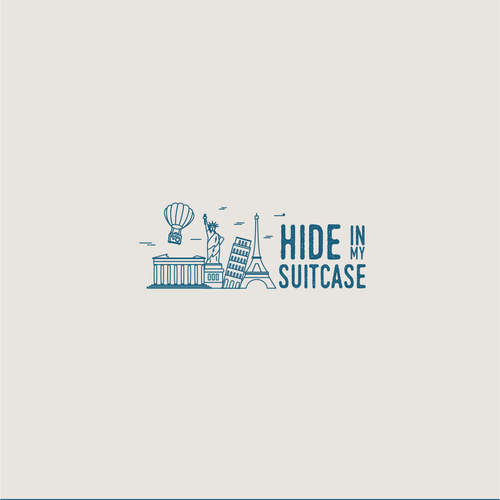Suitcase logo with the title 'Line art design for a travel blog'
