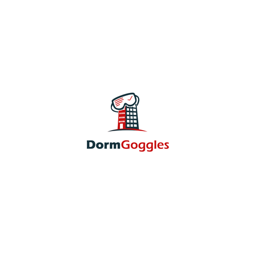 Student logo with the title 'Dorm Goggles Logo Design Proposal'