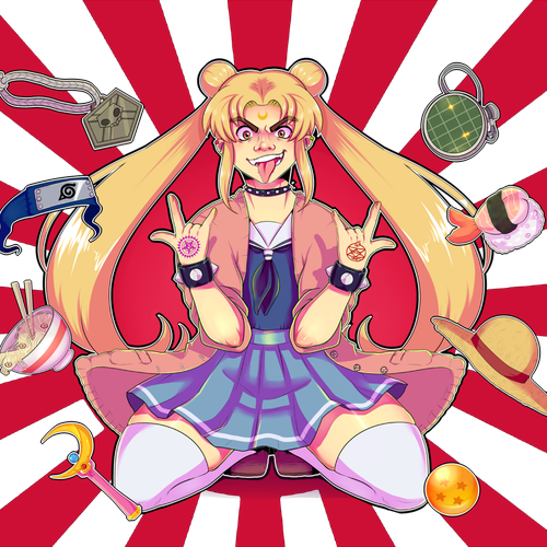 Anime t-shirt with the title 'Weeaboo Metal Design'