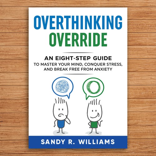 Step design with the title 'OVERTHINKING OVERRIDE eBook Cover design'