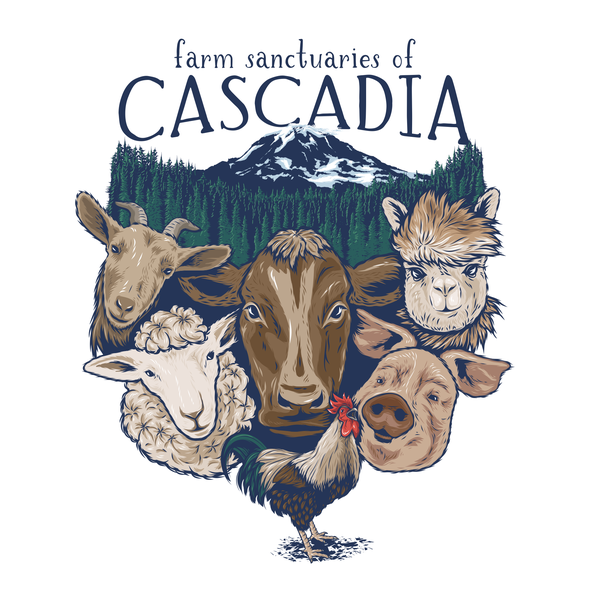 Sheep design with the title 'Farm Sanctuaries of Cascadia '