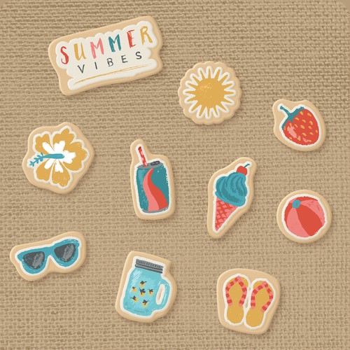 Ice cream illustration with the title 'Summer Cookie Illustrations'