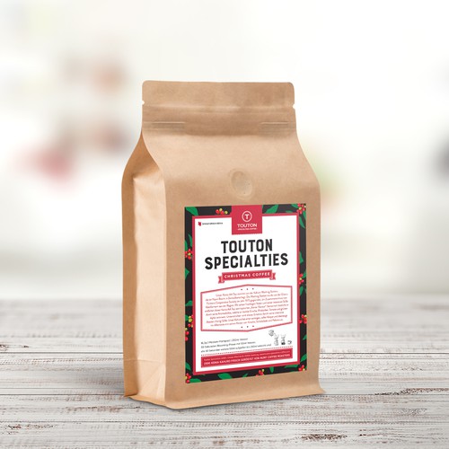 X-mas design with the title 'Touton Specialties Coffee '