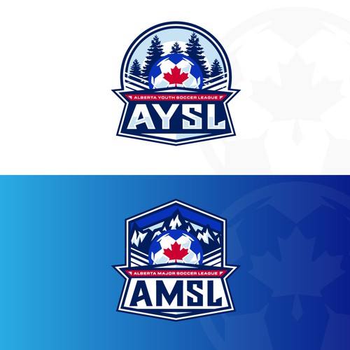 Canadian leaf logo with the title 'Finalist Logo for Alberta Soccer Leagues'