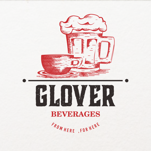 Literal logo with the title '"Glover" Coffee and Beer logo design'