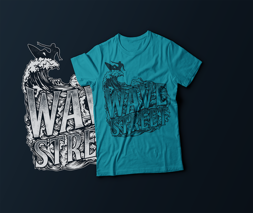 Surf Wave Graphic Men's Royal Blue T-shirt