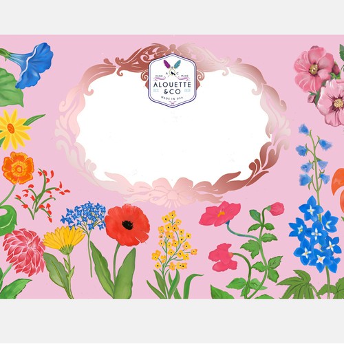 Gift box design with the title 'Design and illustration for a Shower Steamer Gift Box'