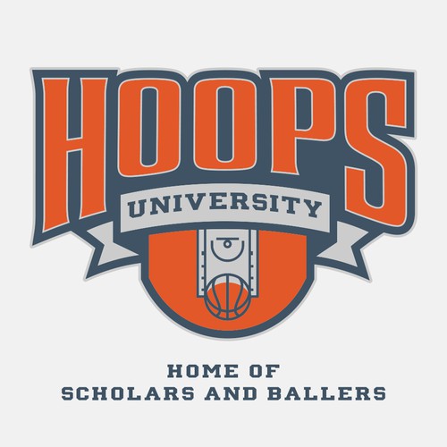 College logo with the title 'Hoops University'