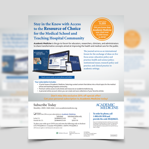 Illustrator design with the title 'Academic Medicine Subscription Flyer'
