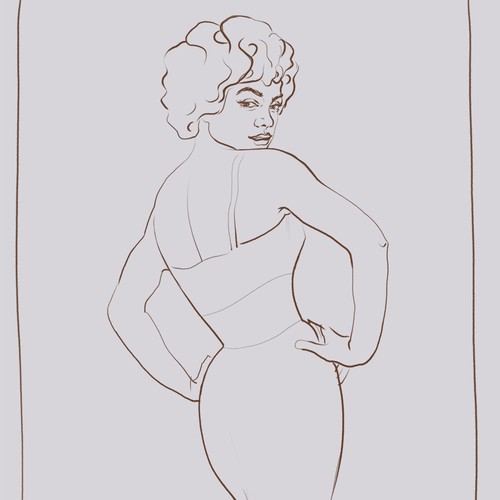 Style illustration with the title 'Retro/Hollywood Glam Woman Illustration'