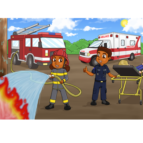 Firefighter design with the title 'FiRe Kids (First Responder Kids)'