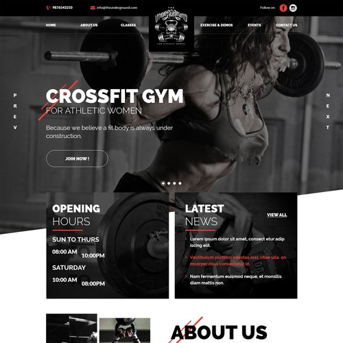 Responsive website with the title 'Crossfit Fitness'