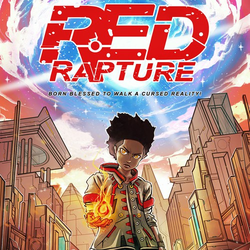 Cartoon book cover with the title 'Alexander Agwu's RED RAPTURE book cover'
