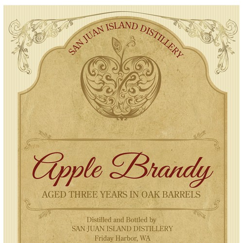 Retro label with the title 'Best Apple Brandy in the U.S.'