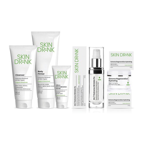 Design with the title 'Skin Drink rebranding'