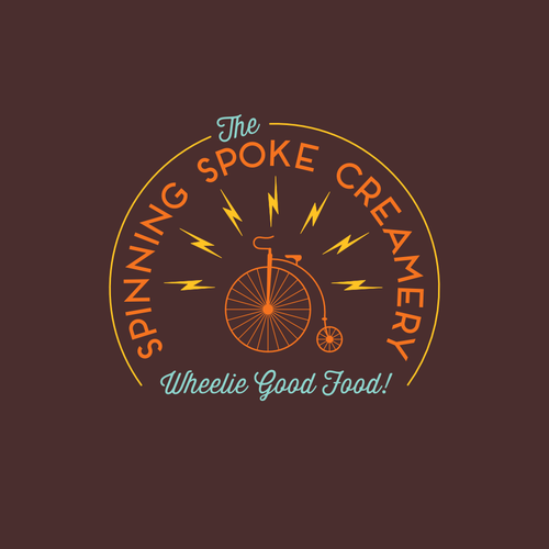 Electric shock logo with the title 'Create a logo for brand new, fresh fruit, mobile ice cream cart powered entirely by bike!'