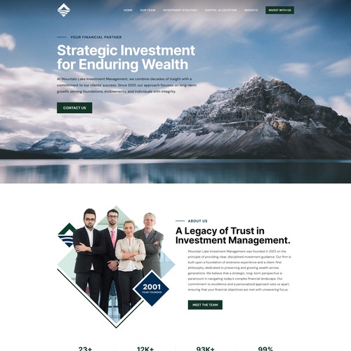 Corporate website with the title 'Investment Management Homepage'
