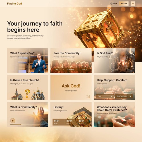 UI design with the title 'FindtoGod Christian Community Platform'