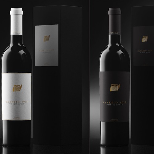 Black and white label with the title 'Clareto 2015 Mauer Design'