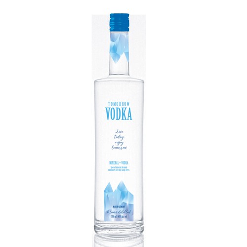 Blues design with the title 'Tomorrow Vodka Clear Label'