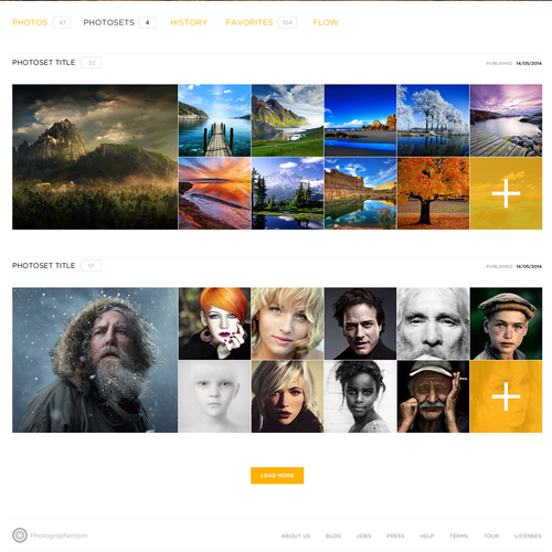 Layout design with the title 'Photography Website Design'