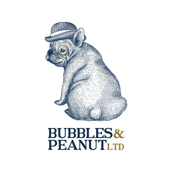 French bulldog design with the title 'Bubbles & Peanut LTD Logo design'