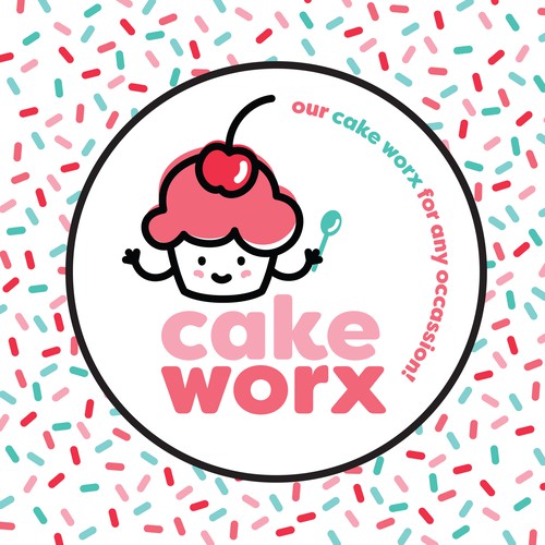 Cupcake logo with the title ''CakeWorx' logo'