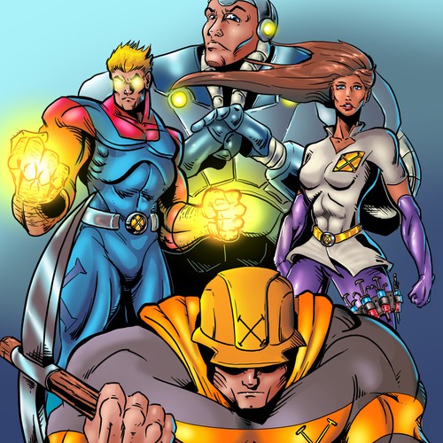 Superhero artwork with the title 'Super Hero Team'