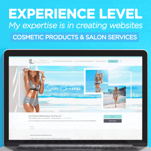 JavaScript design with the title 'Square Expert Websites for Cosmetic products and Salon Services'