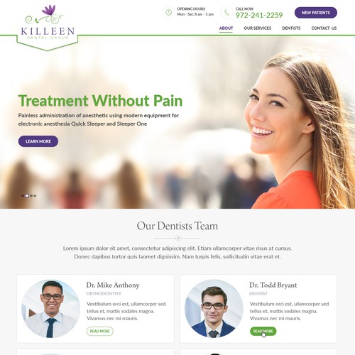 Dental website with the title 'Killeen Dental Group'