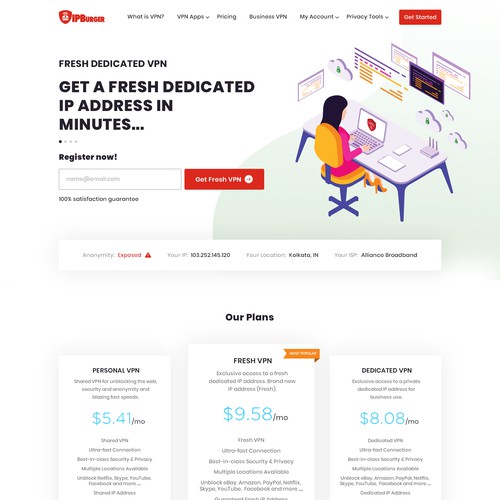 VPN design with the title 'VPN website design'