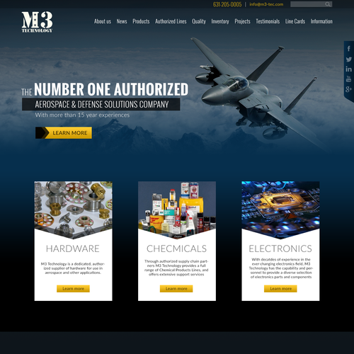 Industrial design website with the title &#39;Create a custom Industrial Website for M3 Technology&#39;