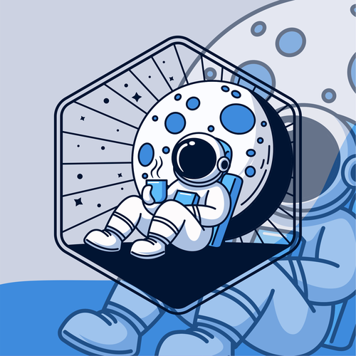 Outerspace design with the title 'Astronaut cartoon mascot logo'