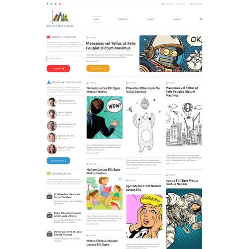 Blog website with the title 'Entry for the design of Anthony McClung's website'