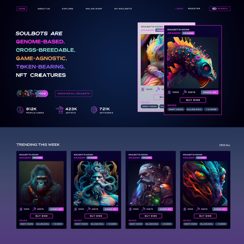Token design with the title 'NFT Landing page '
