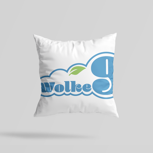 Pillow logo with the title 'Logodesign für eine umweltfreundliche Kissenmarke'