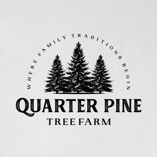 圣诞树标志，标题为“Quarter Pine tree Farm - logo”