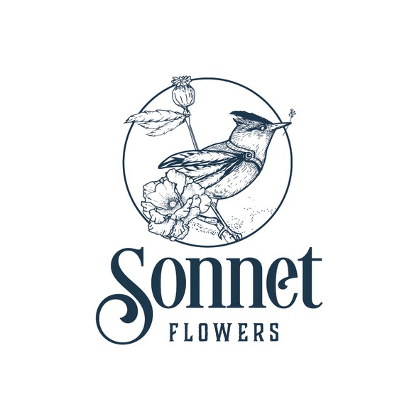 Composition design with the title 'Logo for Sonnet Flowers'