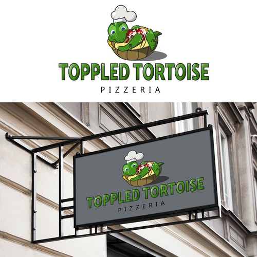 Pizza brand with the title 'cute cartoony logo for pizzeria'