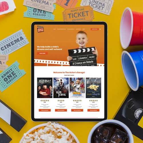 Jimdo design with the title 'Kids Cinema and Movie for Square Online Store'