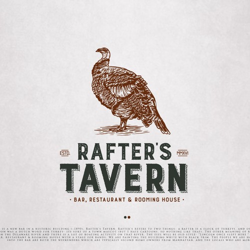 Tavern logo with the title 'Rafter's Tavern'