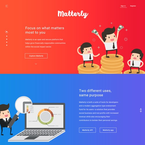 Cartoon website with the title 'Matterly'