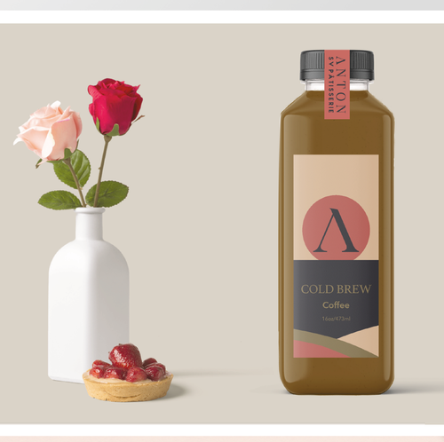 Simple label with the title 'Label design Decaf and Non-Decaf for Anton Patisserie'